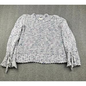 Cupio Women's Multicolor Knit Sweater with Ribbon Tie Sleeves Size Large